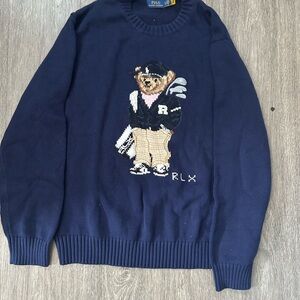 Polo by Ralph Lauren Blue Sweater with Bear Motif